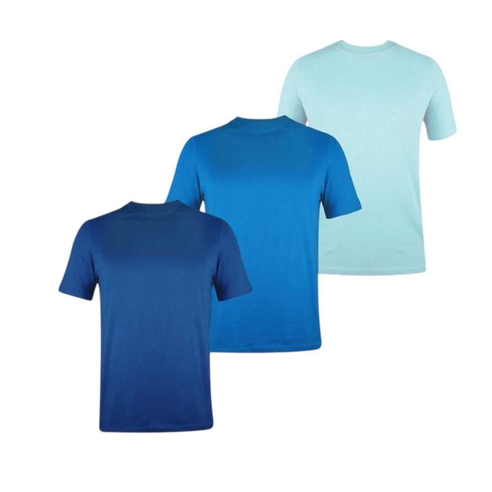 Donnay Mens Plain Crew Neck T-Shirt (Pack of 3) / Teal Blue/Turquoise Blue/Dark